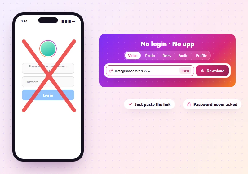 Instagram downloader with no login form